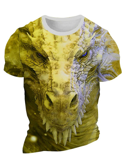 3D Dragon Print Men's T-shirt Summer Daily Casual Men's Street T-shirt Outdoor Sports Short Sleeve Urban Fashion Men's T-shirt