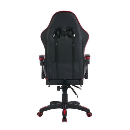Ergonomic Racing Gaming Chair with Lumbar Support, Massage Function, Footrest, Reclining Leather Gaming Chair for Office & PC Gaming