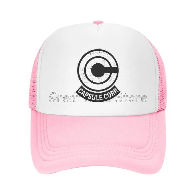 Capsule Corp Mesh-Baseballkappen Unisex-Hip-Hop-Trucker-Cap Anime DBZ Dad-Cap Verstellbare Rennkappe Sommer-Trucker-Snapback-Kappen