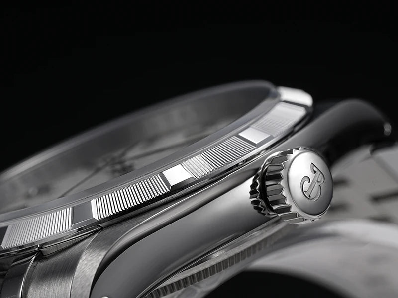 Baltany S4102 Business Men's Automatic Mechanical Wristwatch 36mm Linen Dial Engine Turned Bezel NH35 Luxury Dress Watch