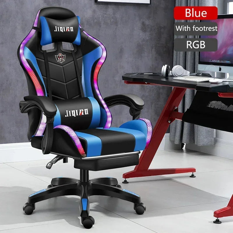 RGB Gaming Chair Ergonomic Computer Chair with Massage Function, Reclining Office Chair, Swivel Gamer Chair with Adjustable Height and Armrests