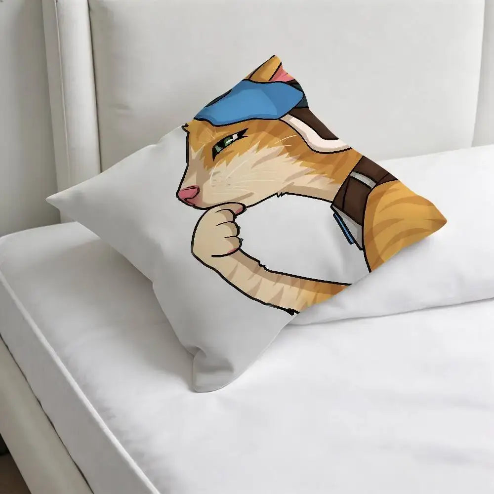 Jetpack Cat O-Overwatch Game Square Pillow Case Soft Decorative Throw Pillow Cover for Home Sofa Bed