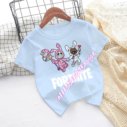 Fortnite Children’s T-shirts Game Cartoon Printed Characters Fortress Night Tees Game Short Sleeve Tops Summer Boys and Girls Clothes