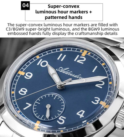 ADDIESDIVE 36mm Men's Quartz VH60 Watch BGW9 Luminous Bubble Mirror Pot Cover Glass 10Bar Waterproof Stainless Steel Watch