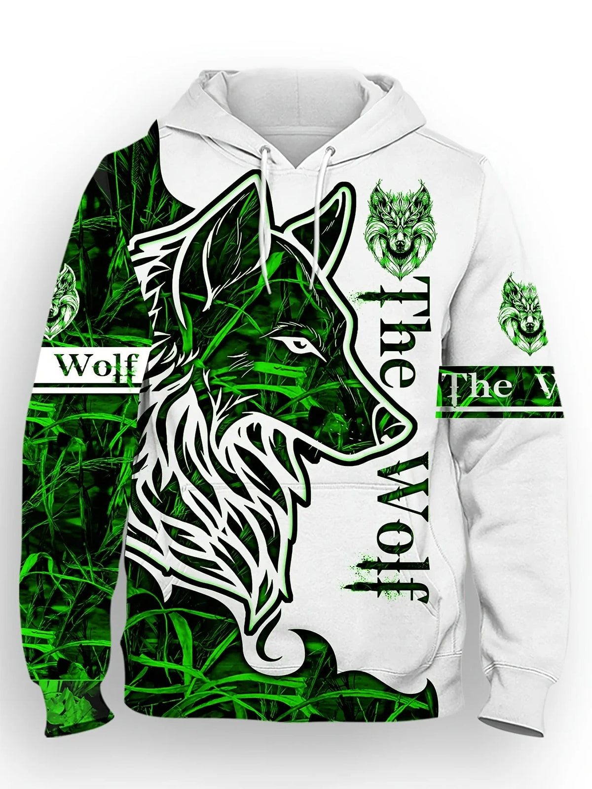 Fashionable men's autumn personalized wolf print soft and comfortable hooded sweatshirt outdoor street style clothing