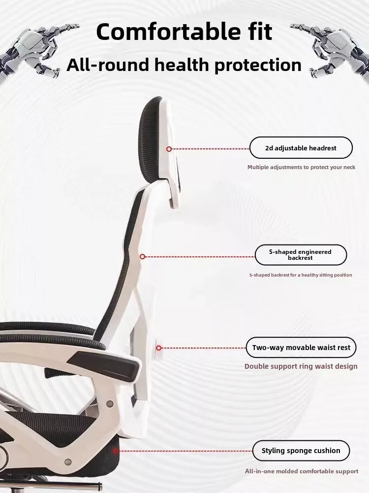 Ergonomic Computer Chair Home Office Chair with Reclining Seat, Comfortable Gaming Chair, Adjustable Desk Chair for Students & Workspaces