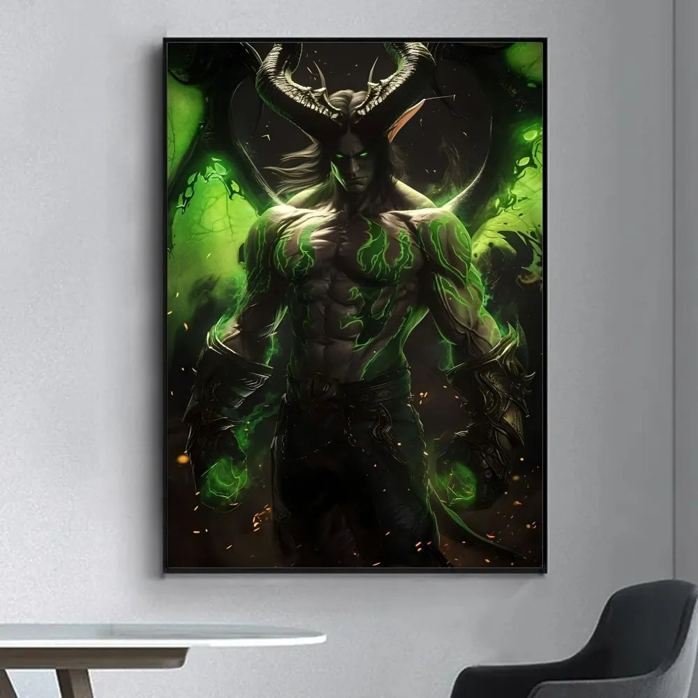 Game World Of Warcraft Poster Fancy Wall Sticker for Living Room Bar Vintage Decorative Painting Middle