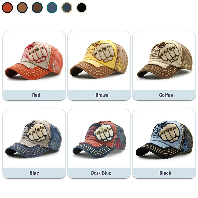 Fashion Baseball Cap Sports Outdoors Casual Cap Sun Hat Gorras Hip Hop Caps One Size Adjustable Unisex Fist Rivet Patch