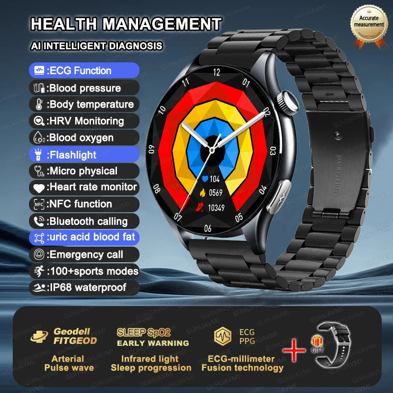 For XIAOMI 2025 New ECG+PPG Smartwatch Precise Uric Acid Blood Lipids Pressure Body Analysis Smart Watch Men BT Call NFC Watches