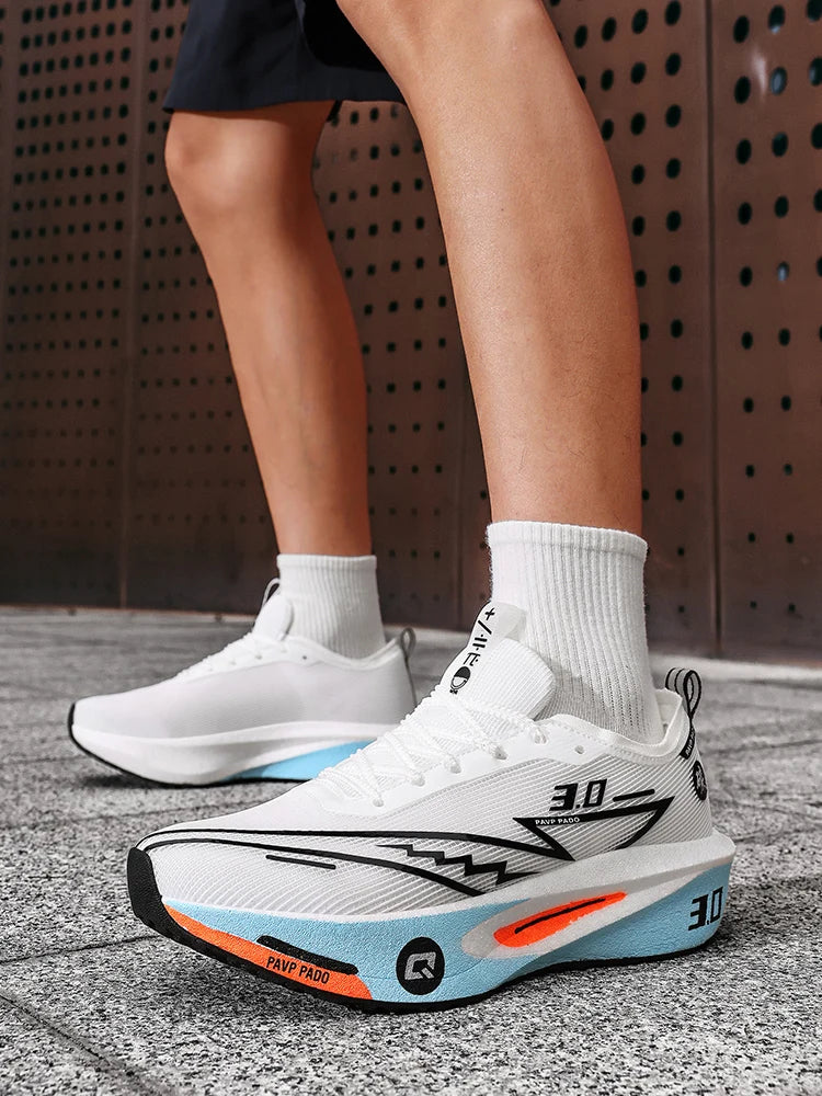 Brand Men's Carbon Plate Running Shoes, Soft Cushion, Shock Absorbing Sports Shoes, Unisex Sneakers, Light Anti-Slip Training Shoes