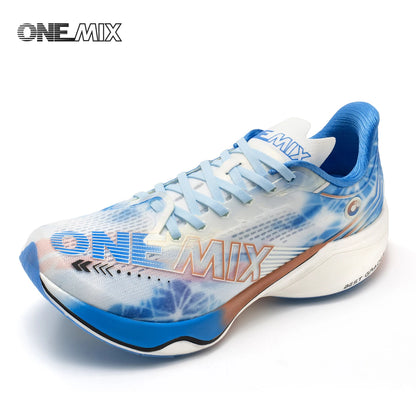 ONEMIX Nowe buty do biegania maratońskiego z podeszwą z nylonu i włókna węglowego – amortyzujące, profesjonalne, zapewniające stabilne wsparcie, ultralekkie, z doskonałym odbiciem