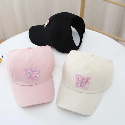 HOT Sommer-Baseballkappe für Mädchen mit hohem Pferdeschwanz, schnell trocknend, Sonnenschutz-Schirm, Kinder-Baseballkappe ohne Schirm, verstellbar, in Bonbonfarben, Mädchenhut