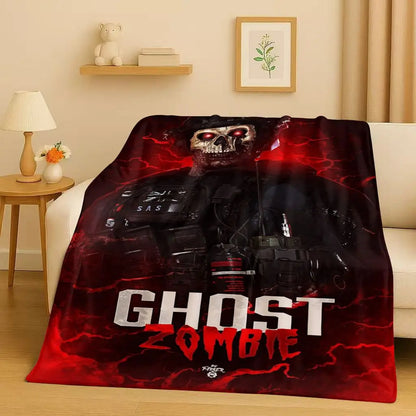 3D Classic Gun Game Call of Duty COD Ghost Simon Flannel Blanket,Ultra Soft Warm Plush Throw for Home Bedroom Bed Sofa Cover Kid