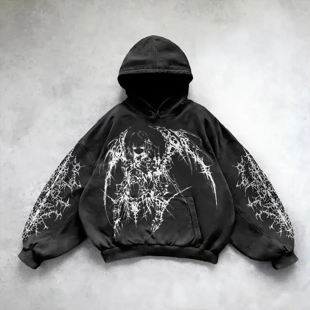 American Y2K New Hip Hop Trend Retro Hoodie Women Street Casual Loose Joker Vintage Sweatshirt Unisex Fleece Padded Warm Hoodie