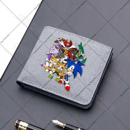 Sonics Mens Purses Men Wallets Cartoon Anime Graphic Print Cute Purse Portable Large Capacity Card Packs Birthday Party Gifts