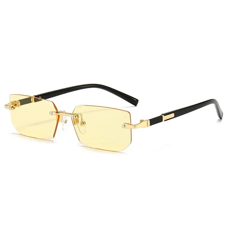 Rimless Sunglasses Rectangle Fashion Popular Women Men Shades Small Square Sun Glasses for Female Male Summer Traveling Oculos