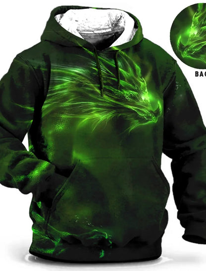 Chinese New Year Dragon Hoodie Men's Graphic Animal Prints Daily Classic Casual 3D Pullover Streetwear Hoodies Long Sleeve Hooded