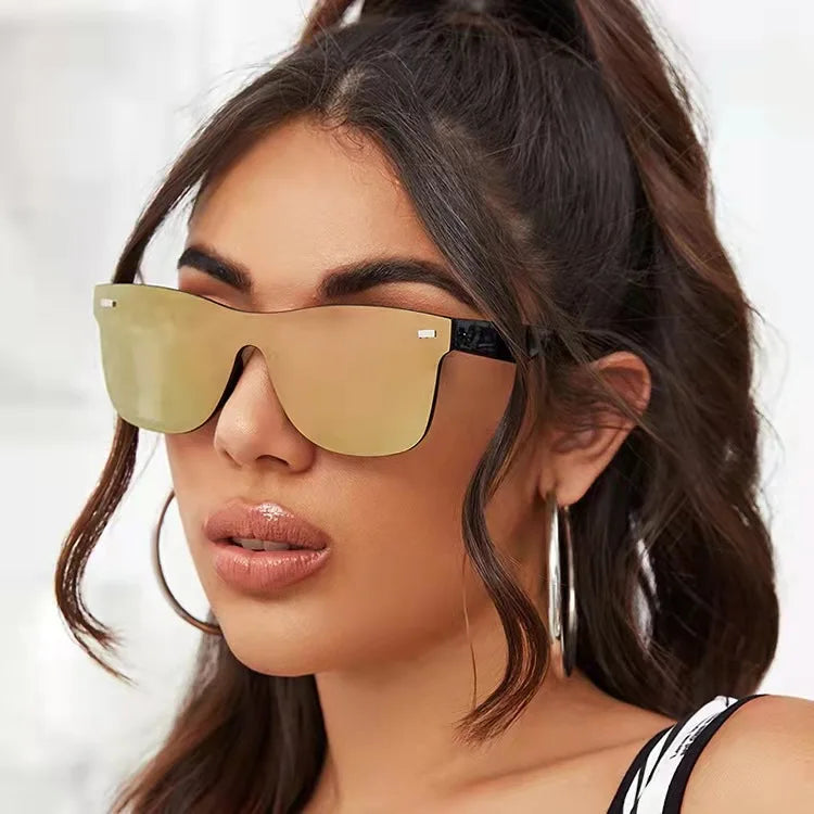 Luxury OverSized Glasses Women Anti-Reflective Mirror Sunglasses Square Plastic Eyeglasses