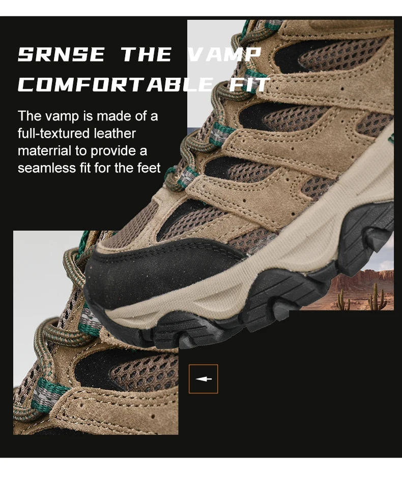 HIKEUP Hiking Shoes for Men, Designer Climbing Trekking Sneakers, Leather Outdoor Sports Work Shoes, Running Shoes