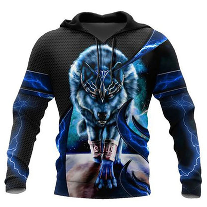 Fashion Spring Autumn Wolf Animal Men's Hoodies 3D All Over Printed Sweatshirt Unisex Pullover Casual Jacket Streetwear Coat 4XL
