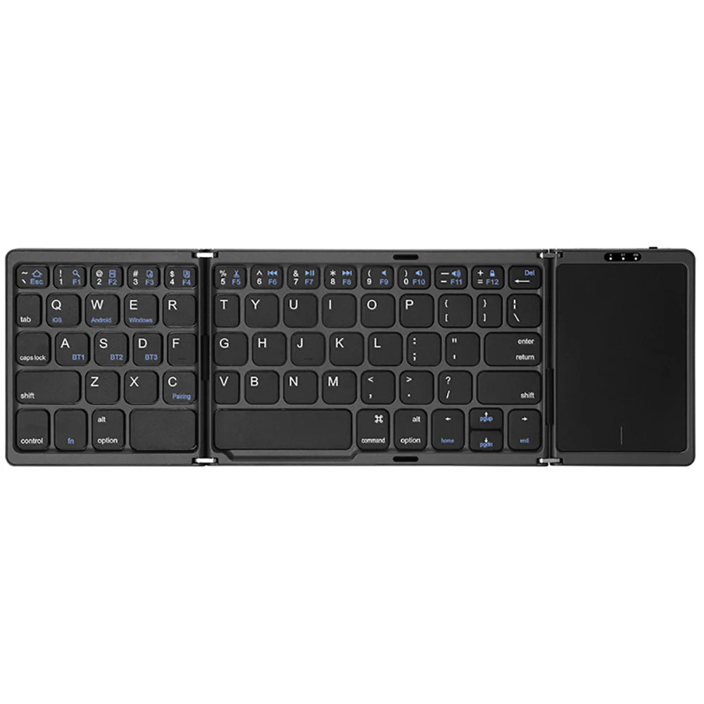 KEBIDUMEI Three Bluetooth Keyboard Tri-fold Keyboard with Touchpad Mini Keyboard Rechargeable Keyboard for Windows Android IOS