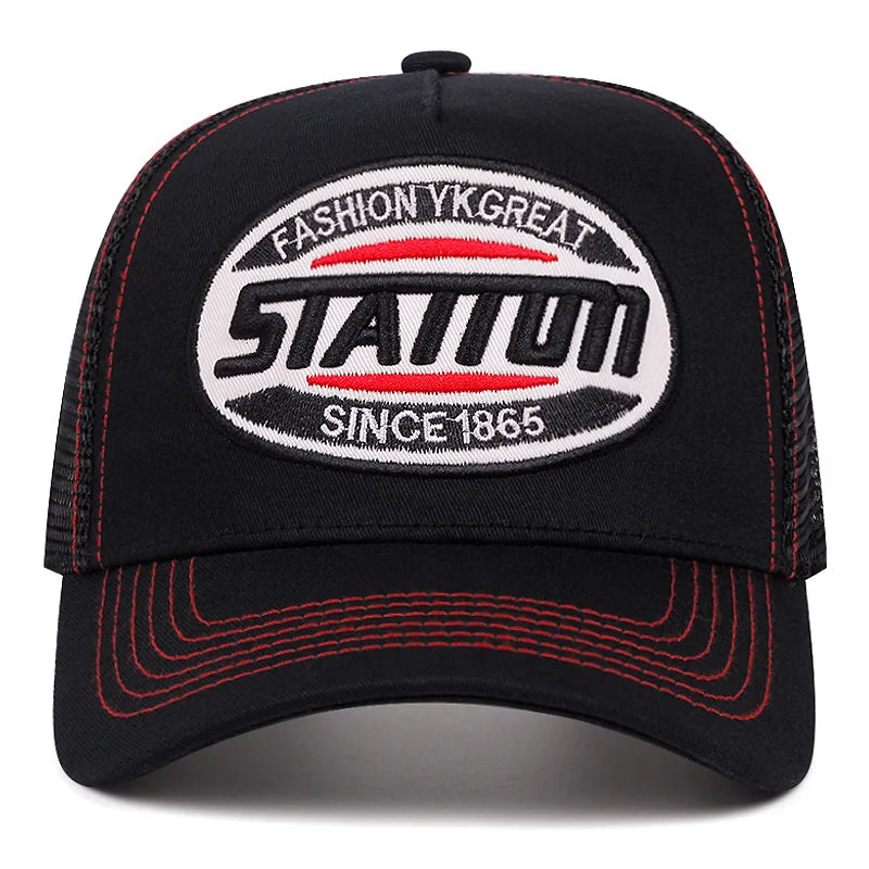 Nova uniseks klasična bejzbolska kapa STATION s uzorkom slova, mrežasta kapa za muškarce i žene, prozračna streetwear ljetna trucker kapa