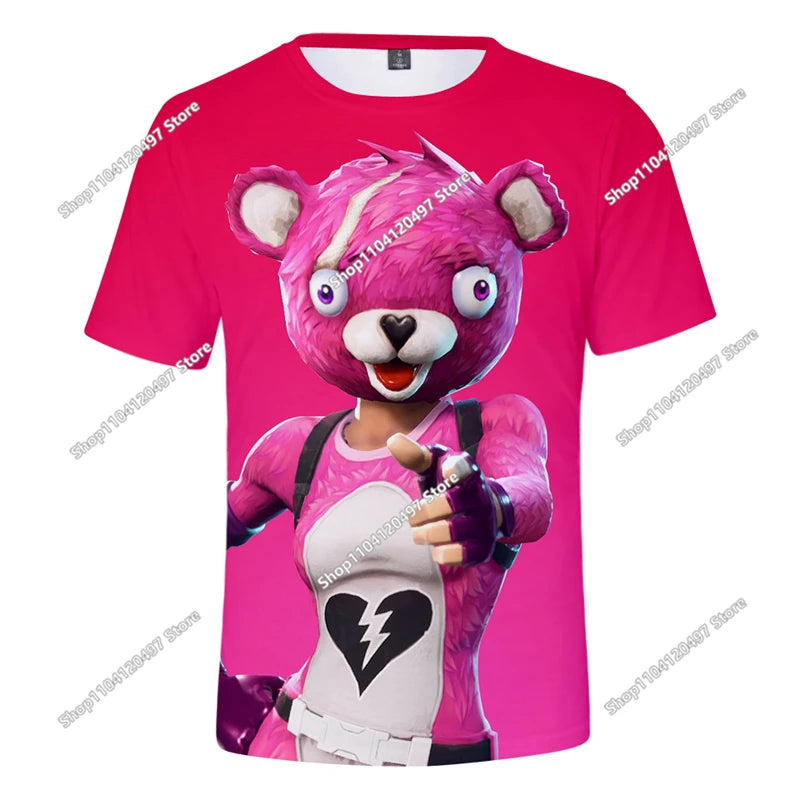 Fortnite Adult Children's Clothing 3D Digital Printing Loose Large Size Short-sleeved T-shirt Kids Summer Tee Tops