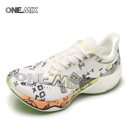 ONEMIX Nowe buty do biegania maratońskiego z podeszwą z nylonu i włókna węglowego – amortyzujące, profesjonalne, zapewniające stabilne wsparcie, ultralekkie, z doskonałym odbiciem