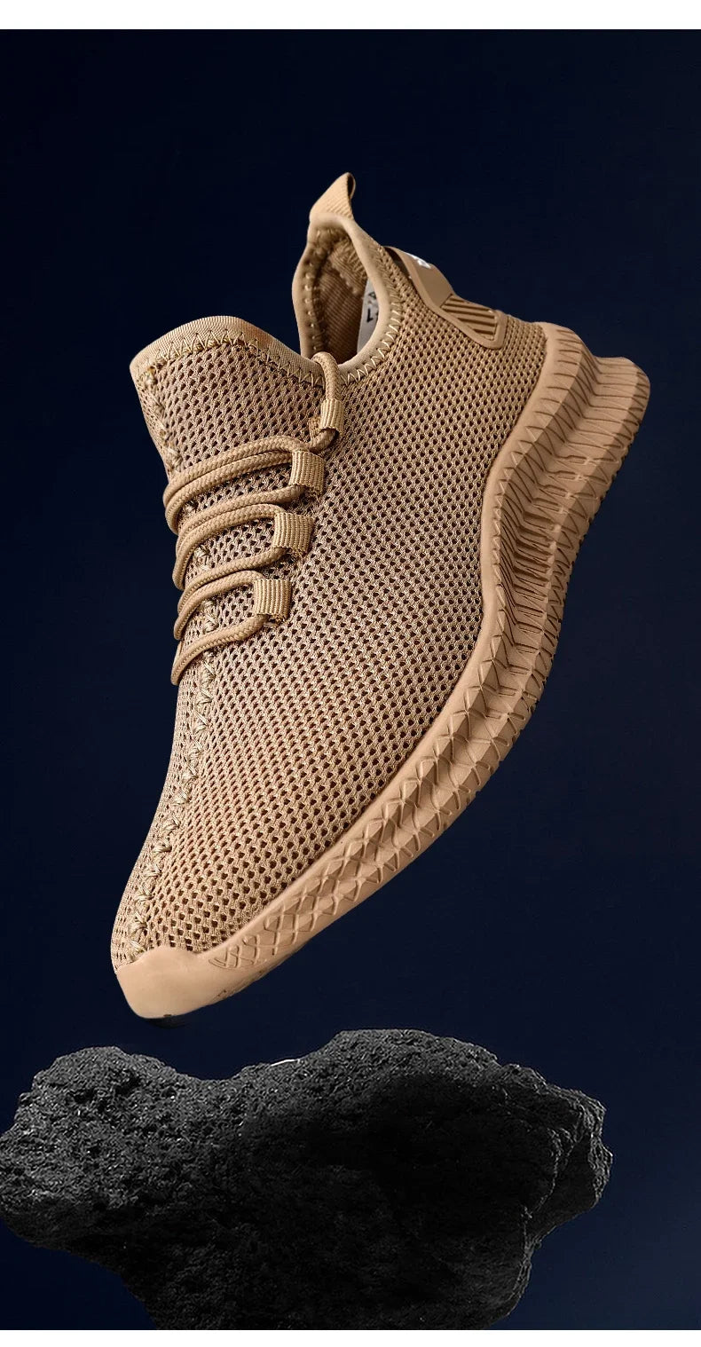 Zapatillas deportivas informales antideslizantes para hombre, transpirables, para correr al aire libre, entrenar, hacer senderismo y practicar deportes; zapatillas con cordones de tejido de punto para actividades al aire libre