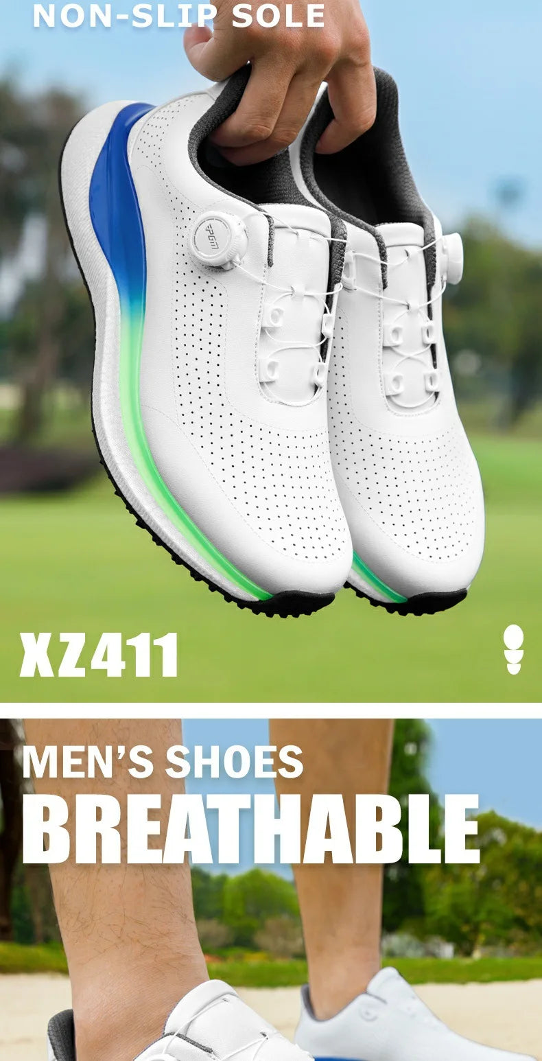 PGM Golf Men's Sports Sneakers Super Soft Popcorn Midsole Knob Lace Anti Slip Breathable Golf Shoes