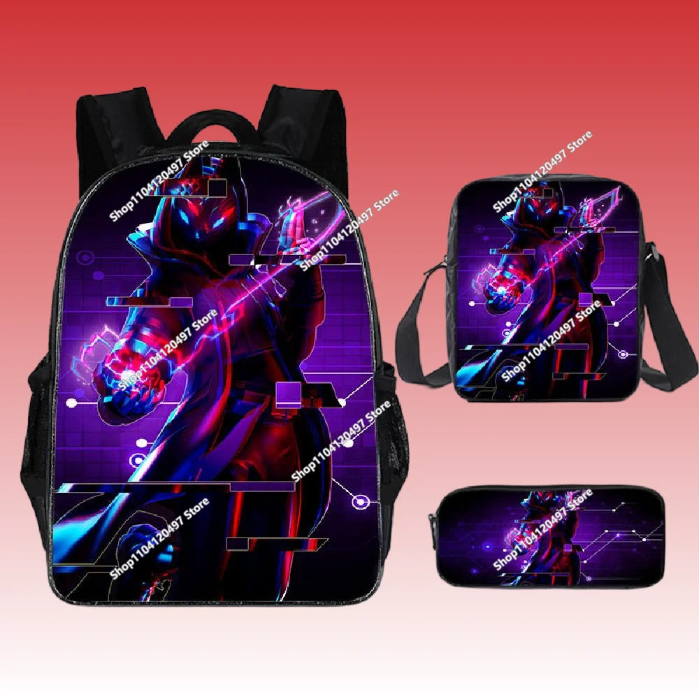 3pcs/set Fortnite Game Backpack Anime Cartoon Large Capacity Student School Bags Pencil Bag Kawaii Lunch Bag Birthday Gifts