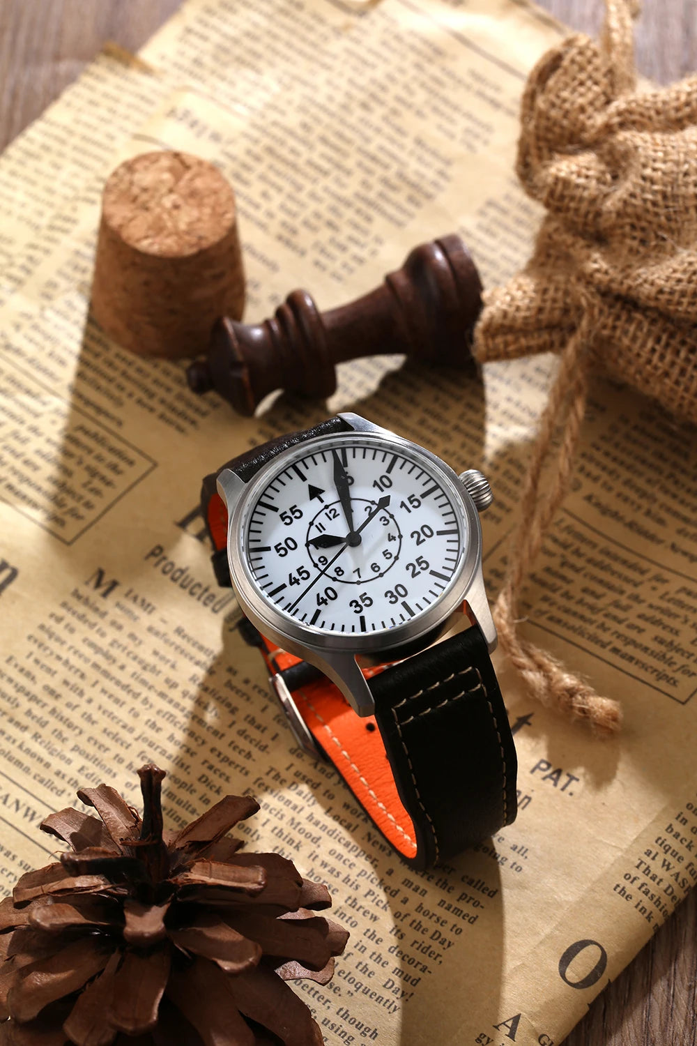 【Escapement Time】Automatic Movement Pilot Watch withType-B or Type-A   Black Dial and 40mm Case waterproof 100M