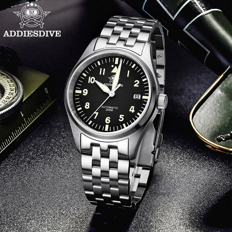 ADDIESDIVE Watch For Men MY-H2 Stainless Steel Classics Mechanical Watches NH35 200m Diving Luminous Analog Watch Reloj Hombre