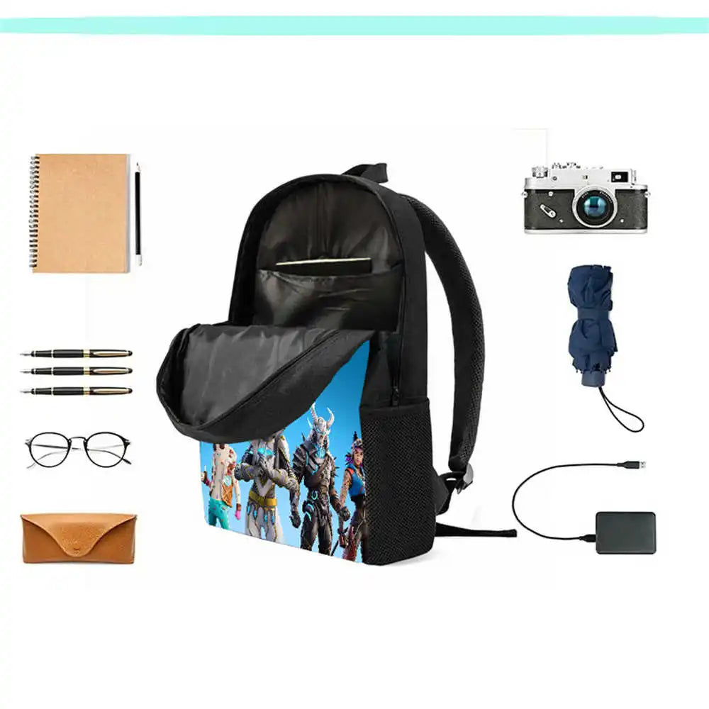 Kids School Backpack Cartoon Fortnite Bags for Girls Boys Durable Lightweight Large Capacity Breathable
