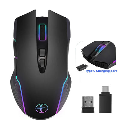 2.4G Wireless Mouse Type-C  for Macbook Laptop Computer Silent Click Mice Rechargeable Wireless Mouse Plug and Play