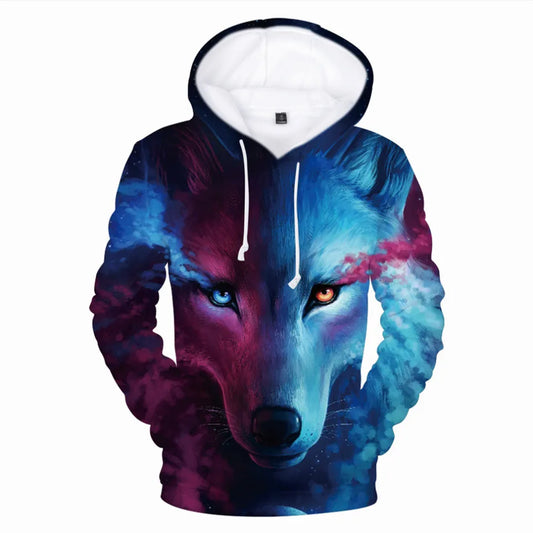 Cool Space Galaxy Wolf Hoodie Hoodies Men Bright Wolf Fashion Handsome Wolf Hoodies Spring Autumn Pullovers Sweatshirts Sweat