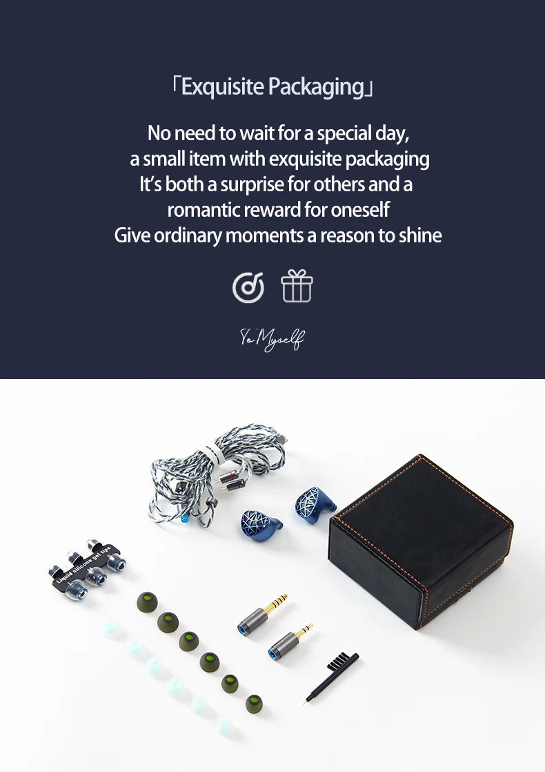 Sound Rhyme SR10 HiFi Earphones 2DD+4BA Hybrid Wired In-Ear Monitors, High Resolution Music Earphones with Detachable Cable, 2.5mm 3.5mm 4.4mm Plug