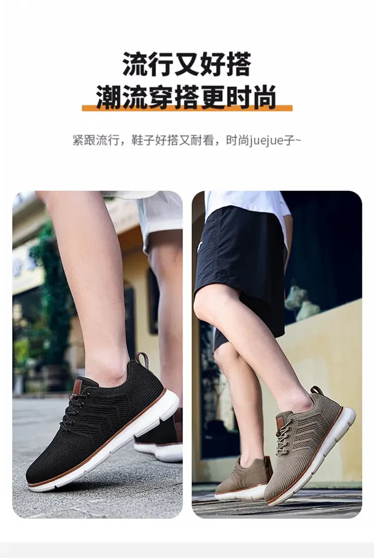 Casual Sneaker Shoes, Breathable Men's Walking Mesh, Soft Sole Outdoor Anti-Slip Travel Comfortable Running Shoes, Tenis Masculino