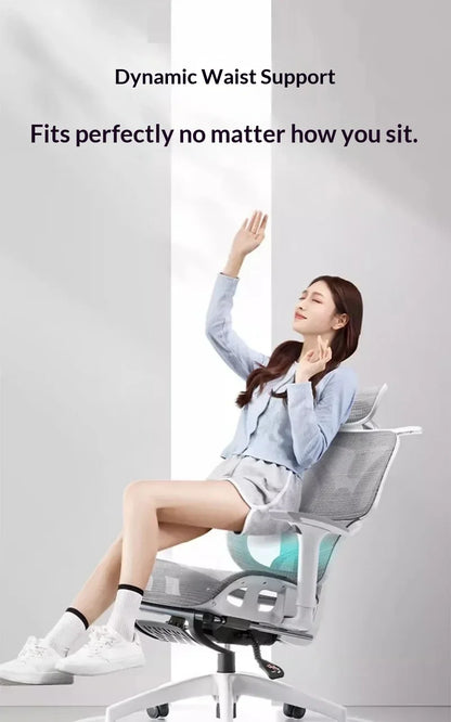 Ergonomic Study Chair High Back Office Chair with Lumbar Support, Adjustable Computer Desk Chair, Comfortable Home Work Chair with Armrests