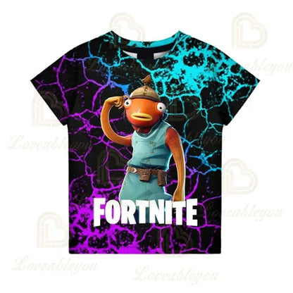 Μπλουζάκι Fortnite για αγόρια, παιδικές μπλούζες καλοκαιρινές, ρούχα για παιδιά, 3D αστεράτα γραφικά Battle Royale παιχνιδιού, T-shirt για νήπια, μπλούζα Tee για κορίτσια
