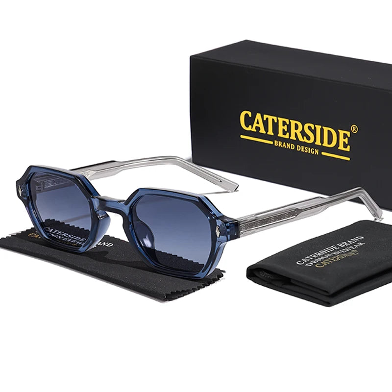CATERDIDE Retro Polygonal Men Sunglasses Personalized Design Square Frame Sun Glasses for Women Parties Travel Holidays Glasses