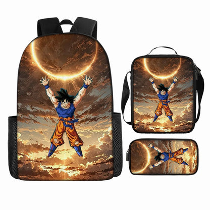 Dragon Ball 3Pcs/Set Backpacks Goku Vegeta Cartoon Print Lunch Bag Pencil Bags Student Casual School Bags Return To School Gift