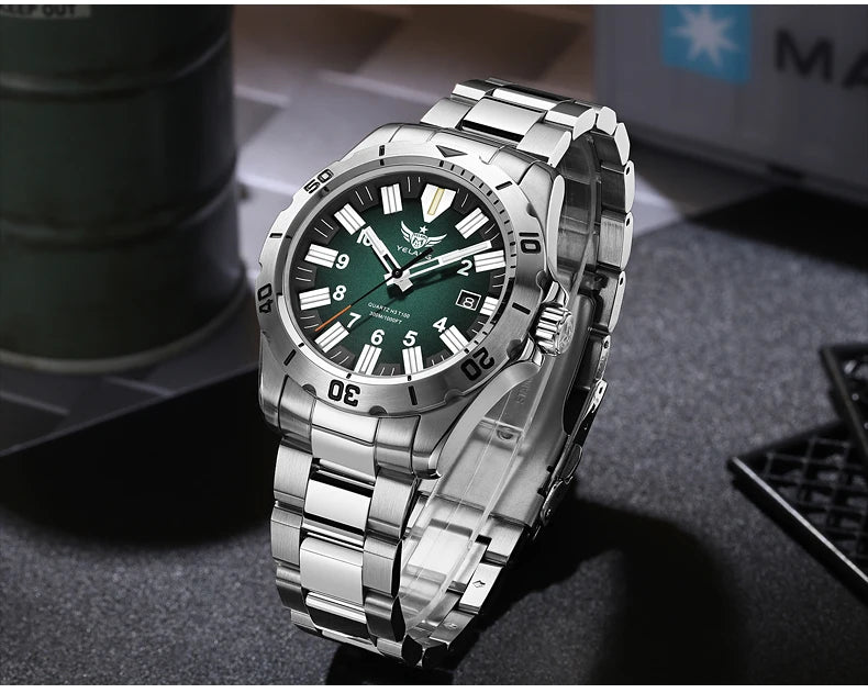 YELANG V1036 42mm Men Quartz Watch Luminous 10 Years Lithium Movement Rotated Dial 30ATM 300m Waterproof Military Style Watches