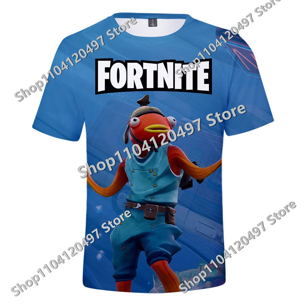 Japanese Anime Fortnite Summer T-shirt for Men and Women Battle Royale Short-Sleeved Casual Comfortable Loose Harajuku Streetwear
