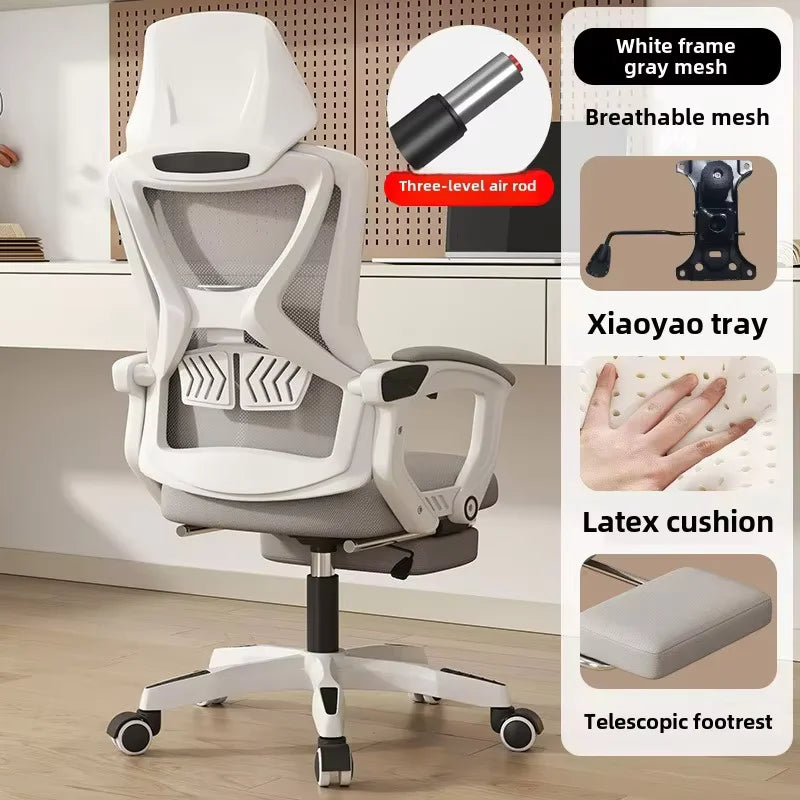 UVR Reclining Computer Chair Ergonomic Office Gaming Chair with Adjustable Backrest, Comfortable Long Sitting Desk Chair with Armrests