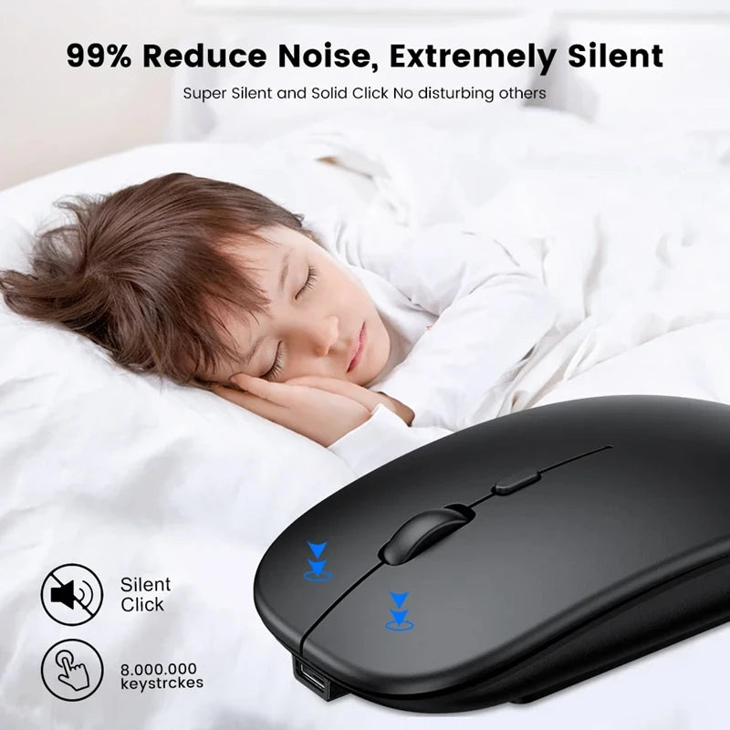 Rechargeable Wireless Mouse Bluetooth 2.4GHz Dual Modes Ergonomics DPI Readjustable Silence USB Portable Mouse for PC Laptop