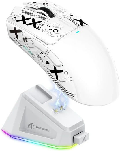 Mouse da gaming wireless Original Brand ATTACK SHARK X11 con dock di ricarica, sensore gaming PixArt PAW3311, Origin BT/2.4G wireless/cablato
