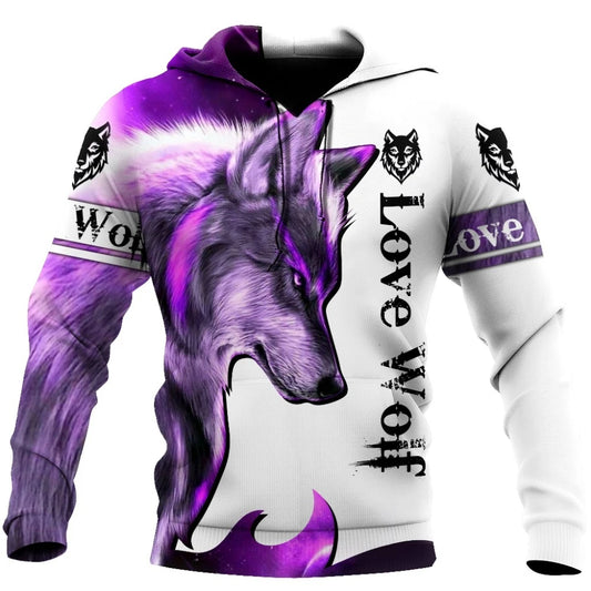 Fashion Autumn Lion, Wolf Hoodies White Tiger Skin 3D All Over Printed Men's Sweatshirt Unisex Pullover Casual Jacket
