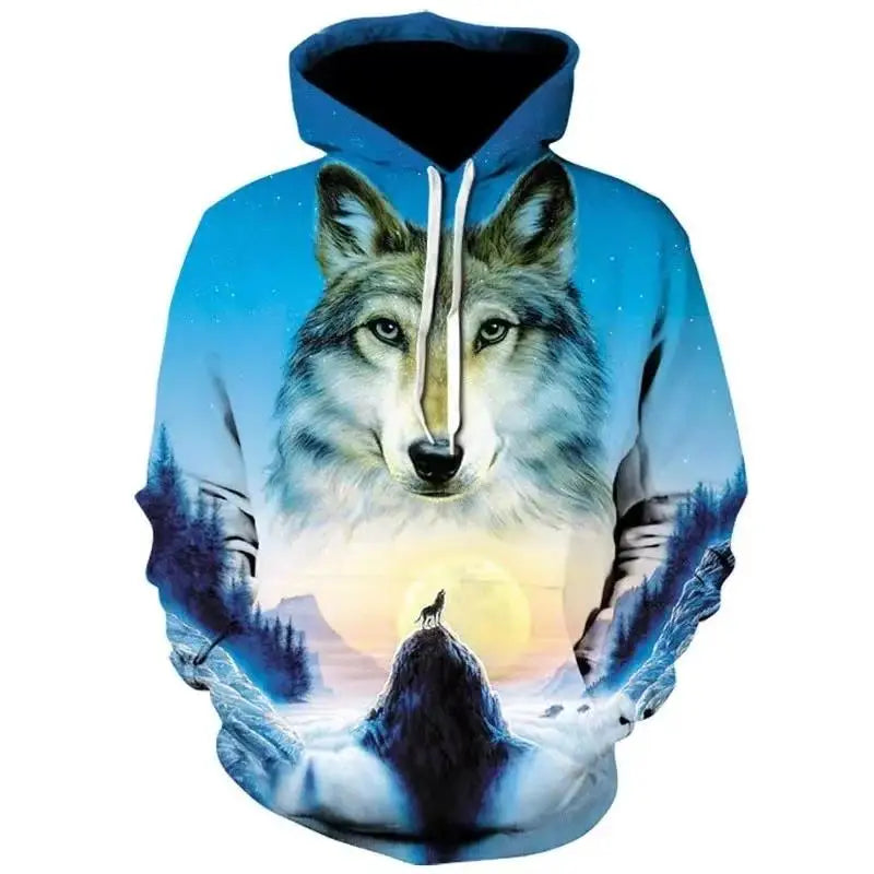 2023 Autumn Fashion New  Lover Wolf Men's Hoodie 3D Pattern Loose Fall Sweatshirt Street Funny Brand