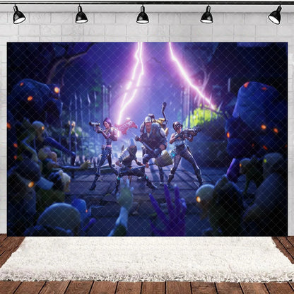 Fortnite Theme Happy Birthday Party Decoration Backdrop Shooting Game Alpaca Llama Supplies Background Baby Shower Kid Gifts